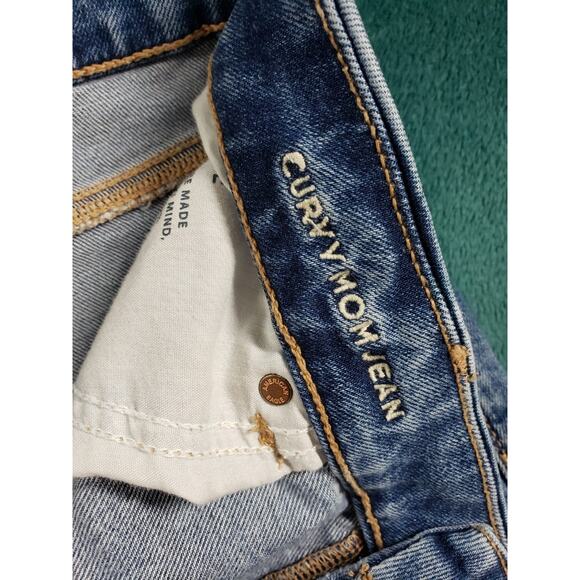 American Eagle Jeans Size 18 Womens Blue Stretch Pants Mid Rise Curvy Mom - Picture 4 of 14